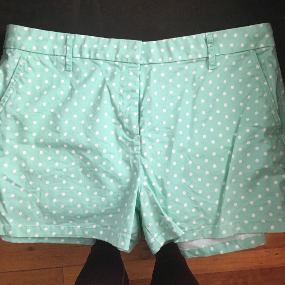 Green polka dot shorts